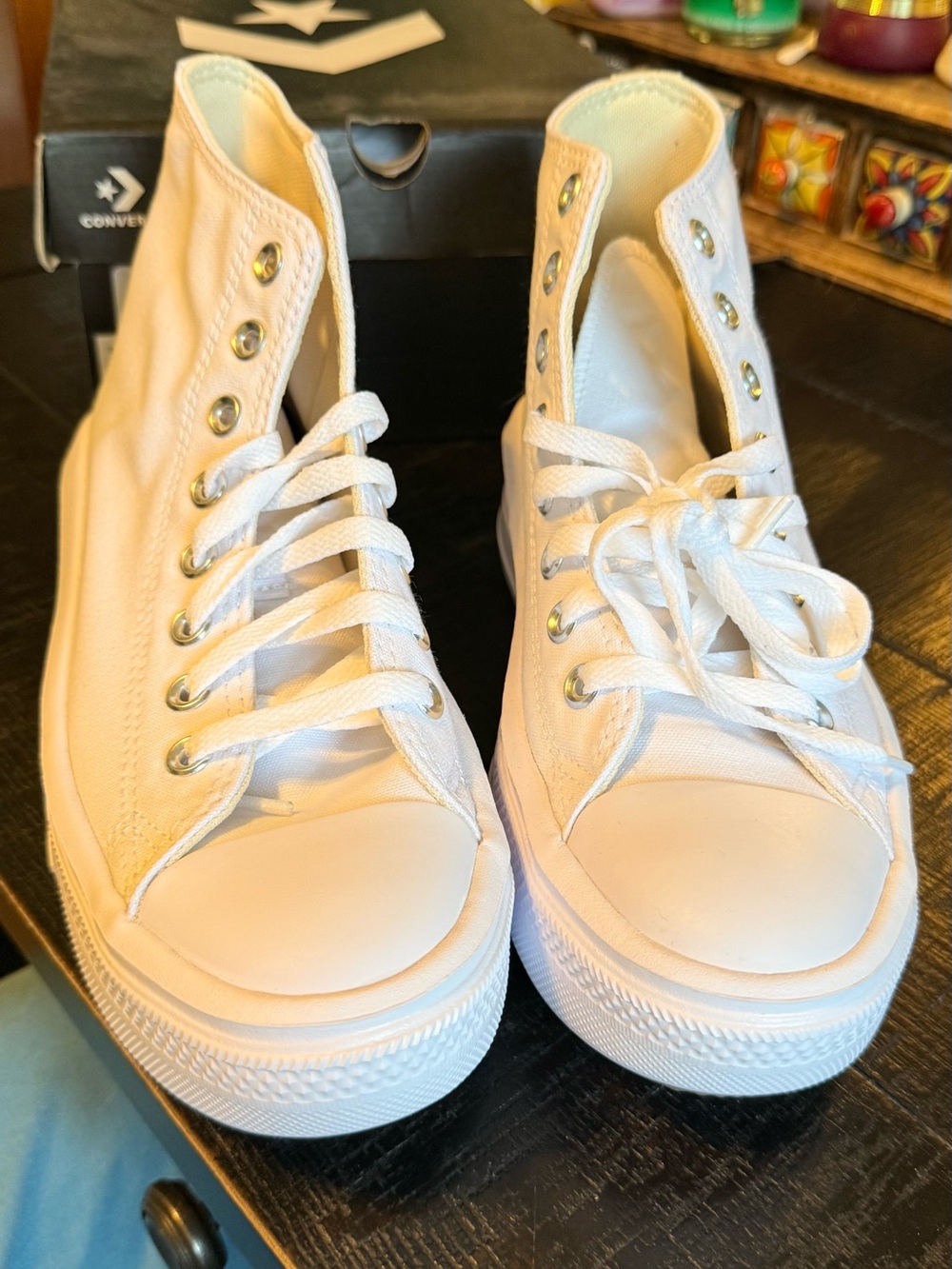Converse White High-Top Platform Sneakers - Picture 6 of 9